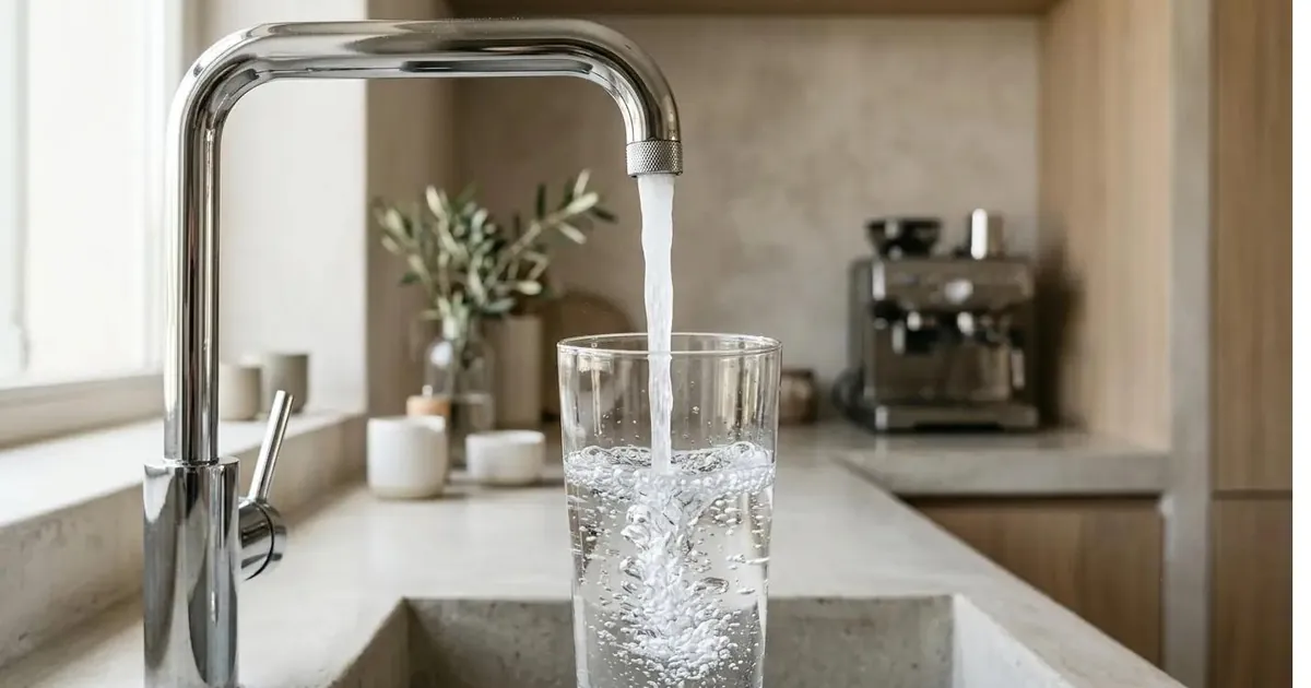 Vaso de agua del grifo en Mallorca: el agua dura no es perjudicial para la salud