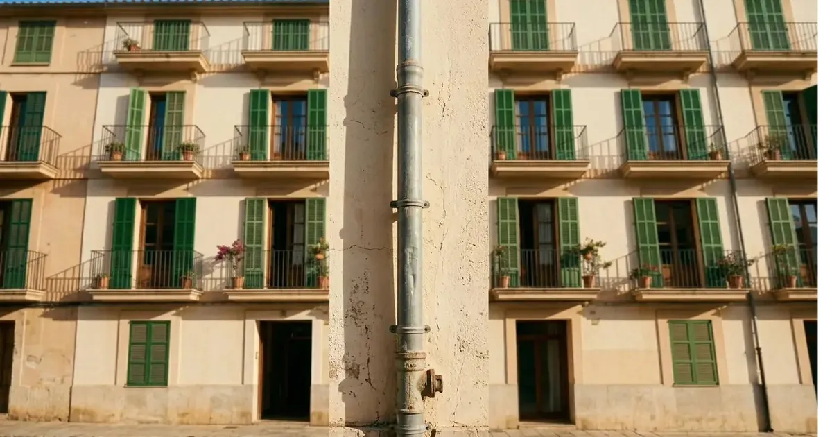 Bajante comunitaria en patio interior de edificio